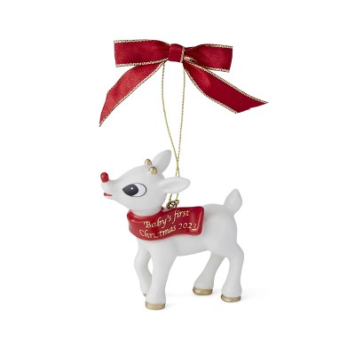 White and Red Baby's First Christmas Reindeer Ornament
