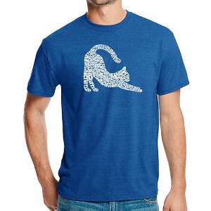 LA Pop Art Stretching Cat - Men's Premium Blend Word Art T-Shirt - 1 of 4
