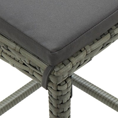 Gray 5-Piece Patio Bar Set with Cushions and Rattan