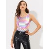 INSPIRE CHIC Women's U-Neck Stretchy Slim Fit Shiny Sparkly Metallic Tank Top - 3 of 4