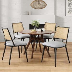 Royal Blue Counter Height Bar Stools Set of 2  Upholstered Velvet Barstools with Rattan Back  24 inch Stools Armless Bar Chairs for Kitchen Island - 1 of 4