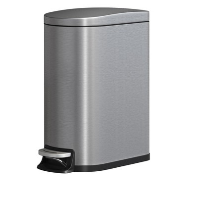 Metal Trash Can with Lid - Step-on Kitchen Garbage Bin, Rustproof, Waterproof with Inner Bucket & Soft Close Lid
