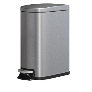 Metal Trash Can with Lid - Step-on Kitchen Garbage Bin, Rustproof, Waterproof with Inner Bucket & Soft Close Lid - 1 of 4