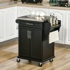 Aghana Digitals Black Rolling Kitchen Cart with Pine Wood Frame, Stainless Steel Top, Storage - 2 of 4