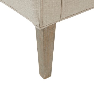 Elegant Natural Wood Wingback Accent Chair with Nailhead Trim