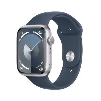 Apple Watch Series 9 GPS Smartwatch (2023) 41mm Silver Aluminum Case with Storm Blue Sport Band - S/M