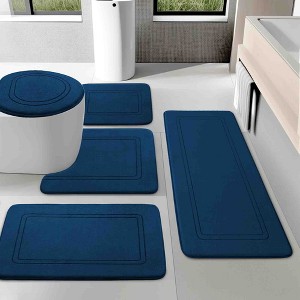 BAGOKIE 5 Piece Memory Foam Bathroom Rug Set - 1 of 4