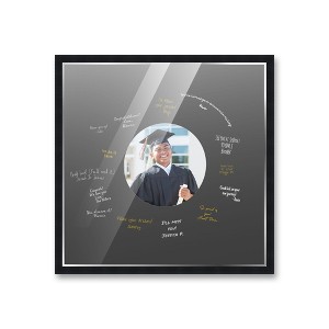 PosterPalooza | Autograph Black Wood Frame with Circle Black Mat, Silver Marker Pens - 3 Sizes for Events - 1 of 4