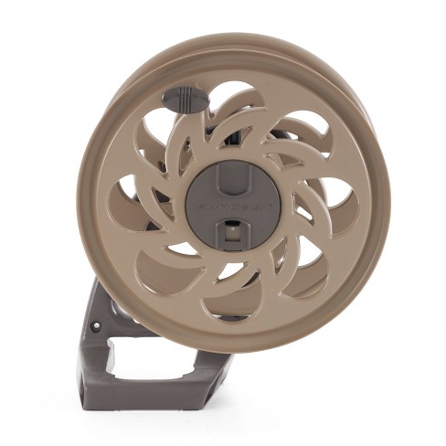 Suncast CPLSTA125B 125' Wall-Mounted Side Tracker Garden Hose Reel for 5/8  Hose with Guide for Patio or Garden, Dark Taupe (2 Pack)