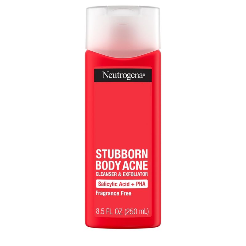 Neutrogena Stubborn Body Acne Cleanser &#38; Exfoliator with Salicylic Acid for Acne-Prone Skin - Fragrance Free - 8.5 fl oz, 1 of 9