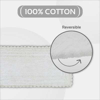 White Cotton Crochet Tufted Reversible Bath Rug Runner 20" x 60"