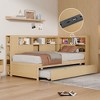 NicBex Wood Twin Size Daybed with Storage Shelves,USB Ports and Trundle for Bedroom,Living Room,Apartment - 2 of 4
