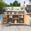 NicBex Mobile Kitchen Island Cart Morden Kitchen Carts on Wheels with 2 Cabinets, Open Storage and Spice Rack for Dining Rooms - 4 of 4