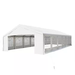 Outsunny 20' x 40' Large Outdoor Carport Canopy Party Tent with Removable Protective Sidewalls & Versatile Uses, White