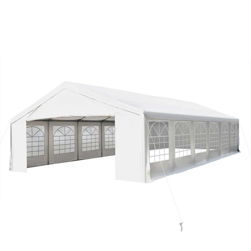Outsunny 20' x 40' Large Outdoor Carport Canopy Party Tent with Removable Protective Sidewalls & Versatile Uses, White, 1 of 10
