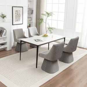 SEYNAR Modern Velvet 360 Degree Swivel Armless Dining chair Set of 4 - 1 of 4
