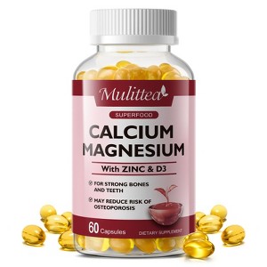 Mulittea Calcium Magnesium with Zinc & D3 Capsules, Support Bone, Muscles & Sleep - 1 of 4