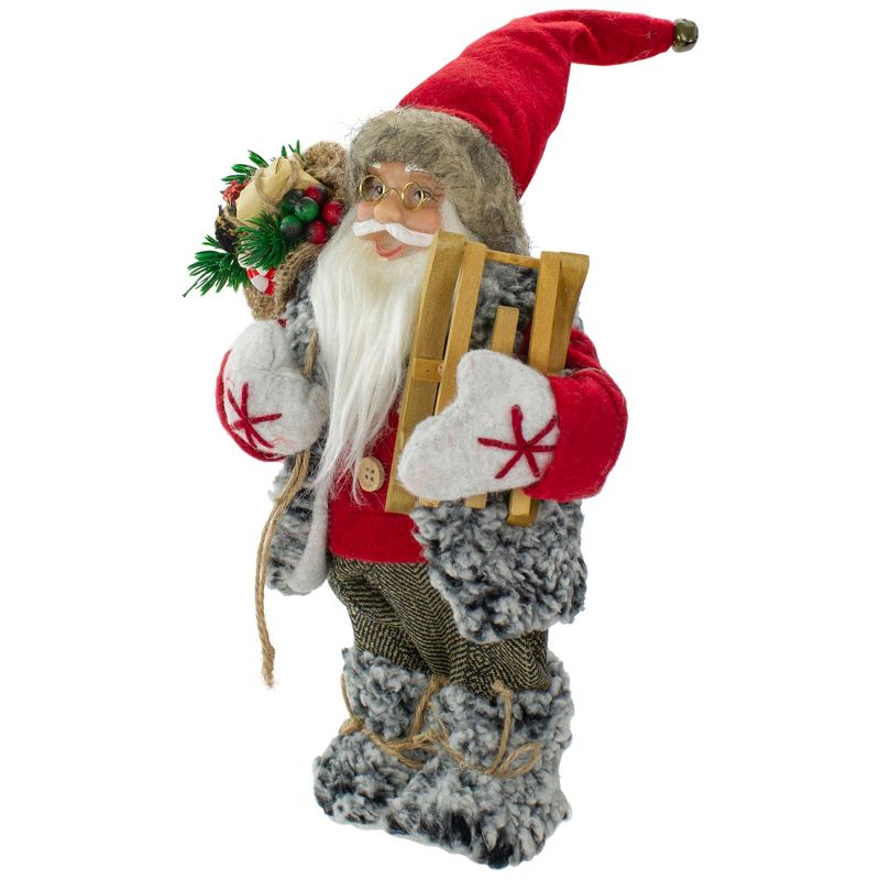 Northlight 12" Standing Santa Christmas Figure Carrying Presents and a Sled, 4 of 6