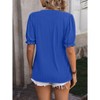 Womens Summer Short Puff Sleeves Blouses Shirts V Neck Cute  Knit Textured Casual Regular Fit Tops - 4 of 4