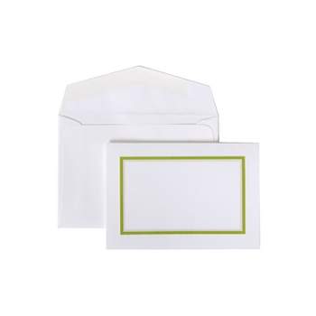 JAM Paper Colorful Border Stationery Set 104 Small Cards and 100 Envelopes Lime Green (2237719077)