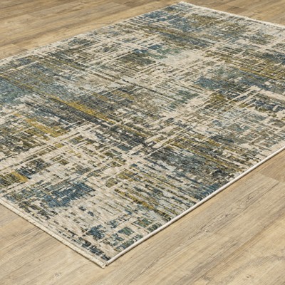 Hayden Blue and Gold Abstract Rectangular Area Rug 3'3" x 5'