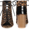 Perphy Women's Lace-Up Peep Toe Slingback Chunky Heels Ankle Boots - 3 of 4