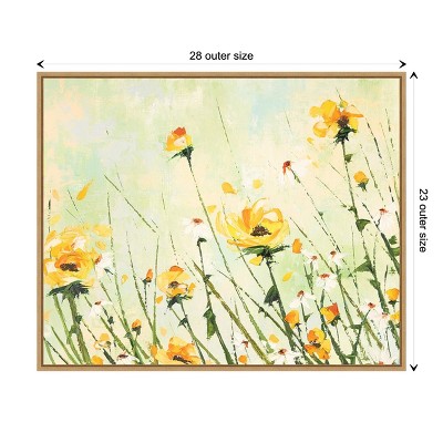 Yellow and White Floral Canvas Print Framed Wall Art 28" x 23"