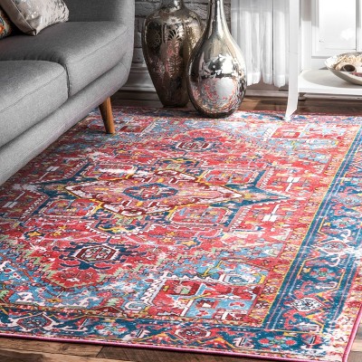 Elysian Red Synthetic 5' 5" x 8' Easy-Care Area Rug