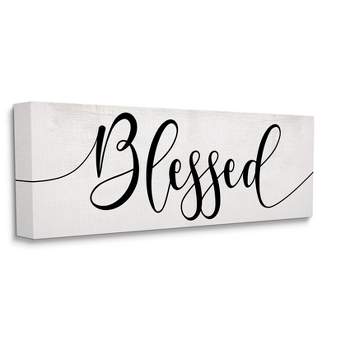 Stupell Industries Blessed Phrase Bold Cursive Faith Based Typography Gallery Wrapped Canvas Wall Art, 10 x 24