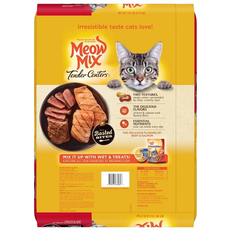 Meow Mix Tender Centers with Basted Bites with Flavors of Beef &#38; Salmon Adult Complete and Balanced Dry Cat Food - 13.5lbs, 3 of 9