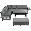 Nestfair 5pc Wicker Outdoor Patio L Shaped Sectional Sofa with Dining Table and Cushions Gray - 2 of 4