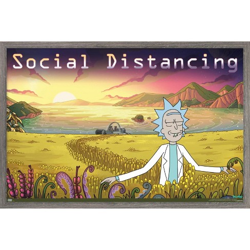 Trends International Rick And Morty - Social Distancing Framed Wall Poster Prints - image 1 of 4