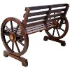 Vynxaria Rustic Country Patio Bench with Wagon Wheel Design - 2-Person Outdoor Seating - 3 of 4