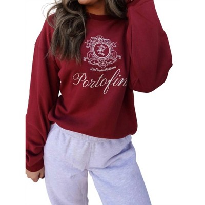 Women's Portofino Wine Embroidered Sweatshirt - DRESS FORUM