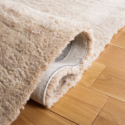 Beige Hand-Tufted Wool Shag Area Rug 8' x 10'