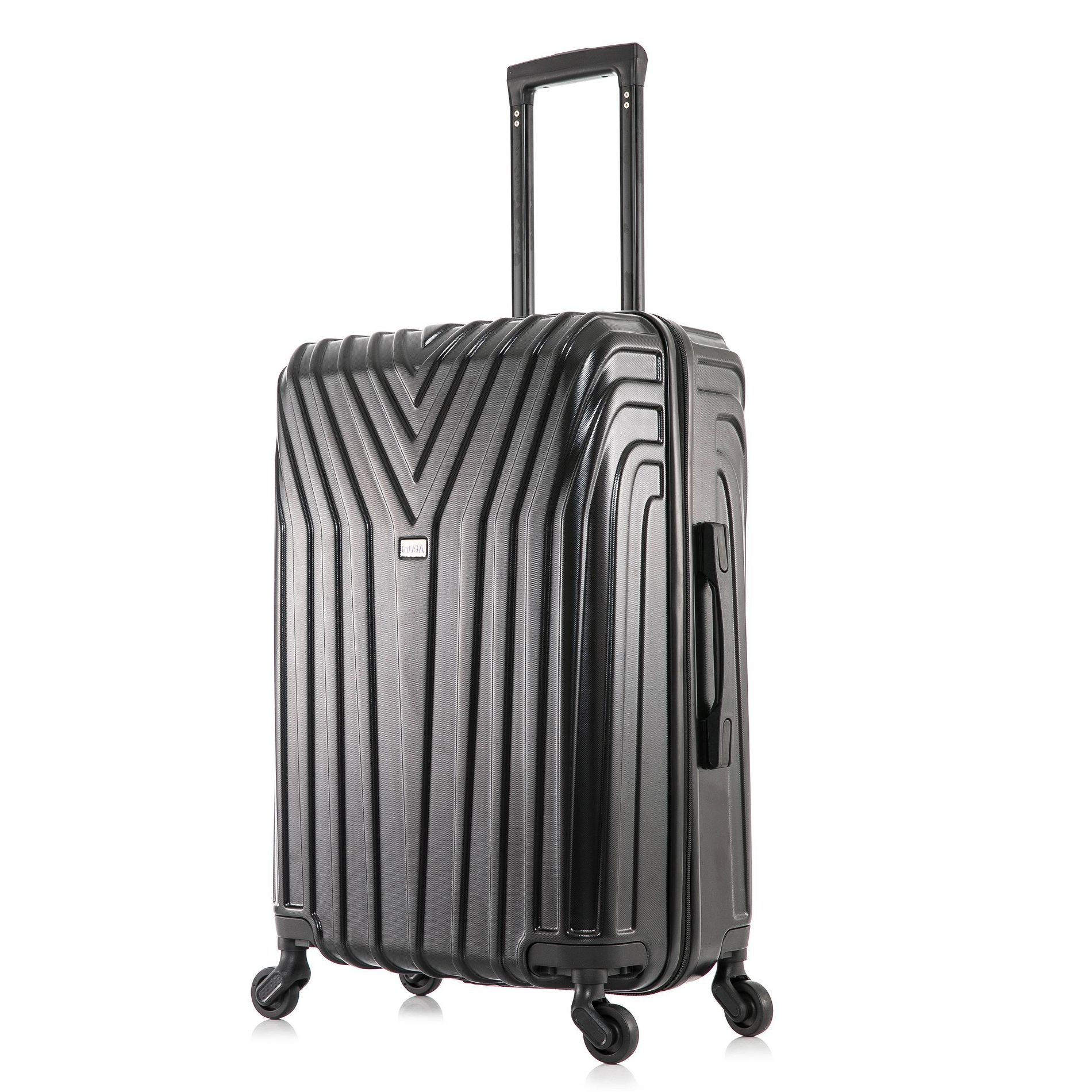 InUSA Vasty Lightweight Hardside Large Checked Spinner Suitcase - Black