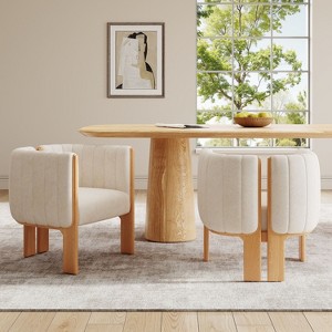 Sapphtopaz Modern Boucle Dining Chairs with Barrel Back Comfy Kitchen Chair with Wood Frame Elegant Dining Room Chair for Dining Room - 1 of 4