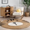 Nuloom Zaylee Graphic 6 Round Jute Indoor Area Rug for Dining Room Rug Neutral Rug Living Room Rug Nursery Kitchen, Natural - 2 of 4