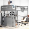 Full Loft Bed with Desk, Shelves, 2 Built-in Drawers, Gray - 3 of 3