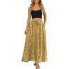Women's High Waisted Pleated Flowy Maxi Skirt - Summer Casual with Pockets Golden Garden Delight - 3 of 4