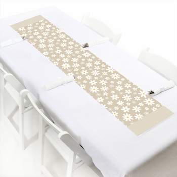 Big Dot of Happiness Tan Daisy Flowers - Petite Floral Party Paper Table Runner - 12 x 60 inches