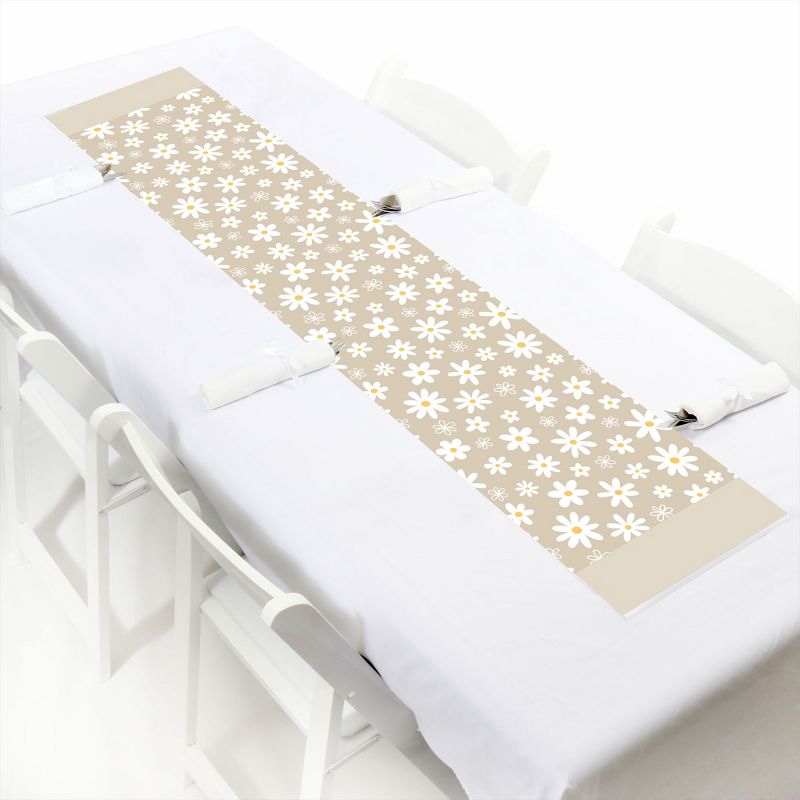 Big Dot of Happiness Tan Daisy Flowers - Petite Floral Party Paper Table Runner - 12 x 60 inches, 1 of 5