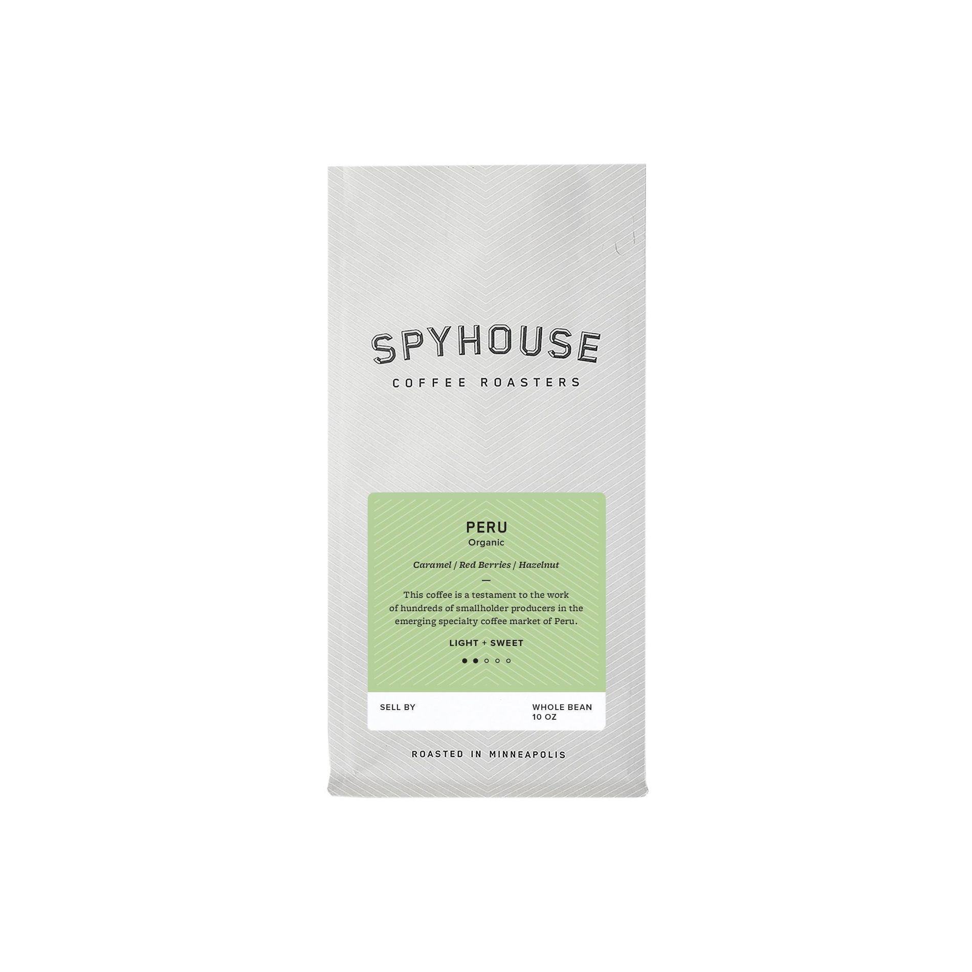 Spyhouse Coffee Roasters Peru Organic Single Origin Medium Roast Coffee - 10oz: Raspberry, Caramel, Hazelnut