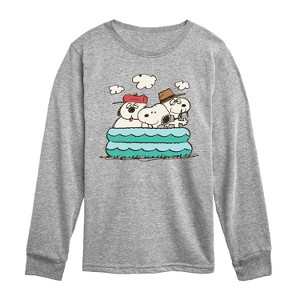 Boys' - Peanuts - Snoopy Sibling Pool Long Sleeve Graphic T-Shirt - 1 of 4