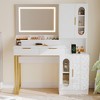 GustoWave Vanity Desk with Mirror, Fluted Modern Makeup Table, Drawers & Cabinets, 3-Color LED Lighting, Large Storage Capacity - 2 of 4