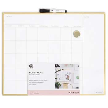 U Brands 16"x20" Dry Erase Calendar Board Gold