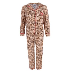 Mentally Exhausted Women's  Leopard Pajama Set - 1 of 4