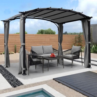 9¡Á11 FT Patio Pergola Gazebo With Retractable Canopy,Waterproof Sun Shade, Steel Frame For Backyard And Garden-Maison Boucle