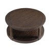 40in Large Curved 2 Tier Traditional Round Circle Center Coffee Table,Mid Century Rounded Table with Wheels ,for living Room,Office,Apartment,Brown - 3 of 4