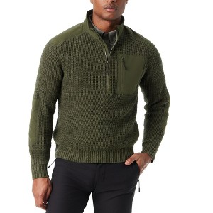 BASS OUTDOOR Mens Quarter Zip Patch Pullover Sweater - 1 of 1